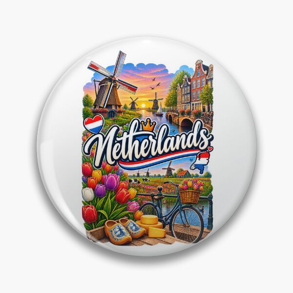 Item preview, Netherlands Vintage Travel Poster | Windmills & Tulips Holland Heritage Art designed and sold by alexcorporation.
