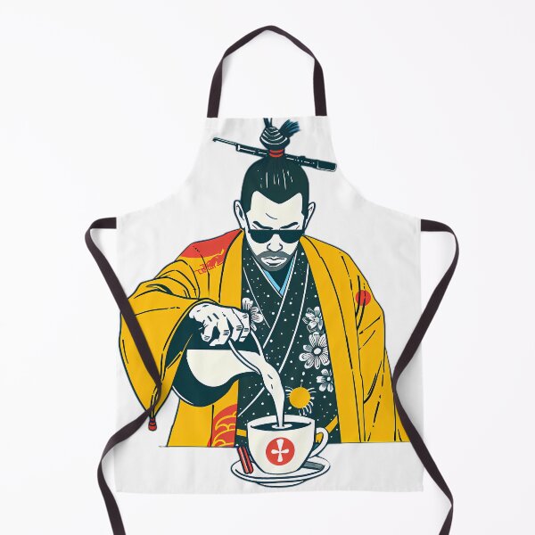 Item preview, Japanese Samurai Barista Pouring Coffee designed and sold by Structure-Blue.