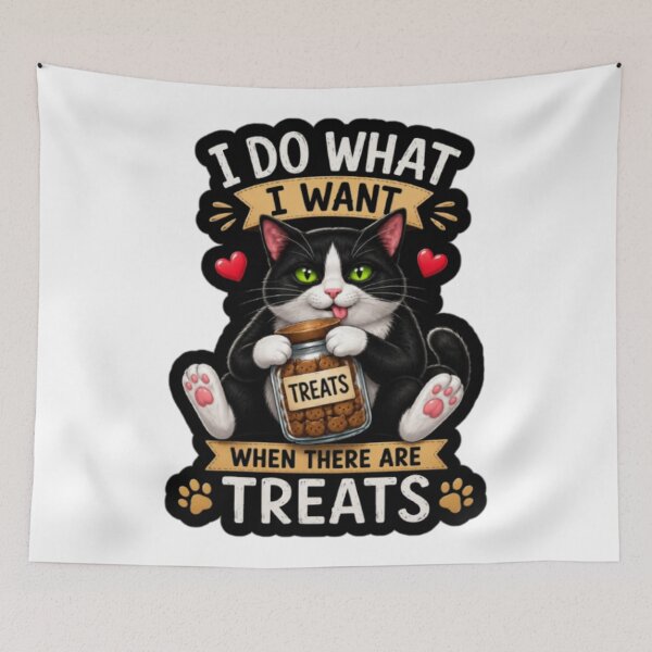 Item preview, "I Do What I Want When There Are Treats" Funny Tuxedo Cat  designed and sold by INKRebelGraphic.