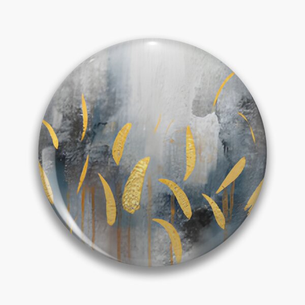 Item preview, Blue Watercolor and Gold Leaf Petals Abstract Wall Art designed and sold by LuxocaDesigns24.