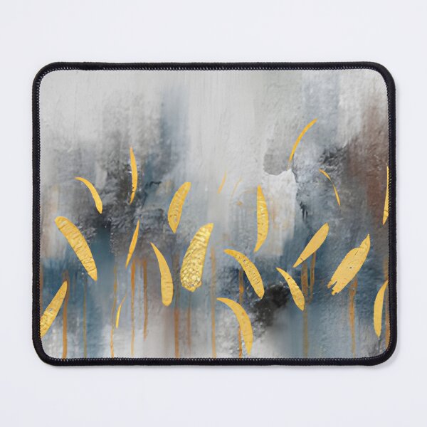 Item preview, Blue Watercolor and Gold Leaf Petals Abstract Wall Art designed and sold by LuxocaDesigns24.