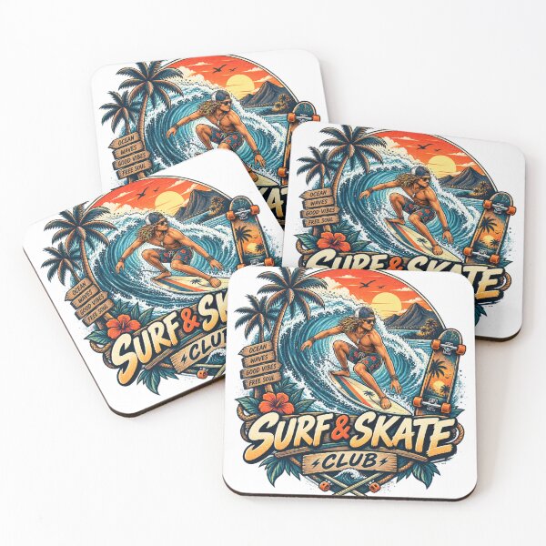Item preview, Surf & Skate Club Vintage Retro Wave Surfing Design designed and sold by droidtech.