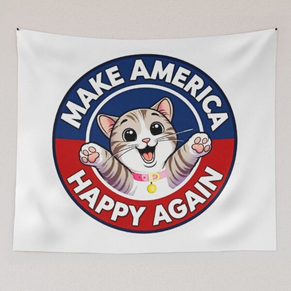 Item preview, Make America Happy Again" Funny Cute Tabby Cat Political Parody designed and sold by INKRebelGraphic.
