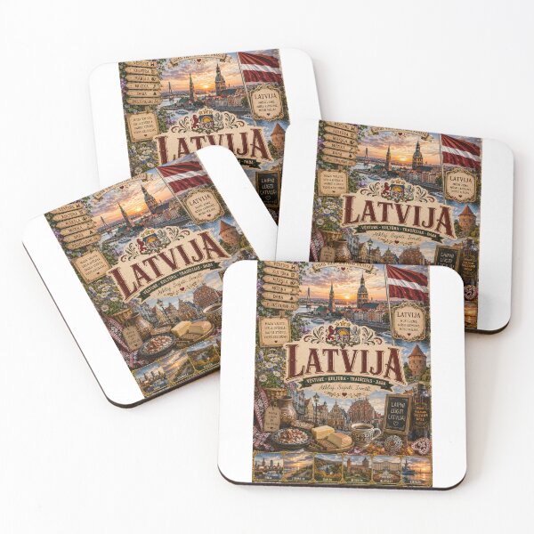 Item preview, Latvia Travel Poster | Riga Scenic Old Town & Baltic Coast Heritage Art designed and sold by alexcorporation.