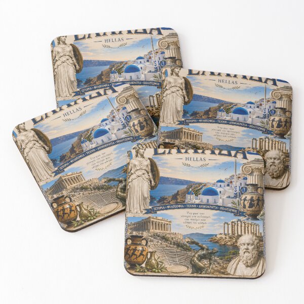 Item preview, Greece Travel Poster | Athens Acropolis Santorini Ancient History & Folk Art designed and sold by alexcorporation.
