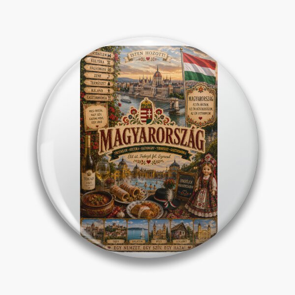 Item preview, Hungary Travel Poster | Budapest Parliament Tokaji Wine Goulash & Folk Art designed and sold by alexcorporation.