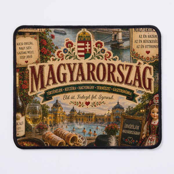 Item preview, Hungary Travel Poster | Budapest Parliament Tokaji Wine Goulash & Folk Art designed and sold by alexcorporation.