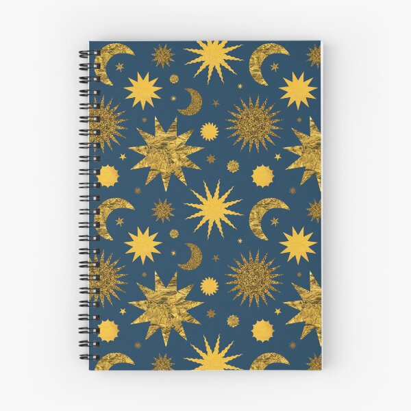Item preview, Gold Textured Sun Moon and Stars in Poseidon Blue designed and sold by YesterdayColl.