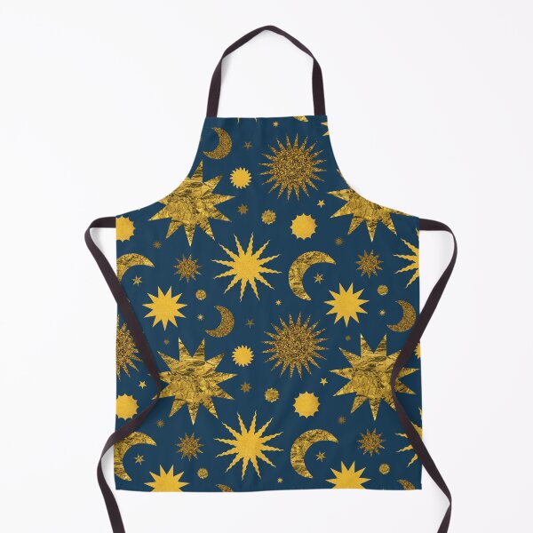 Item preview, Gold Textured Sun Moon and Stars in Poseidon Blue designed and sold by YesterdayColl.