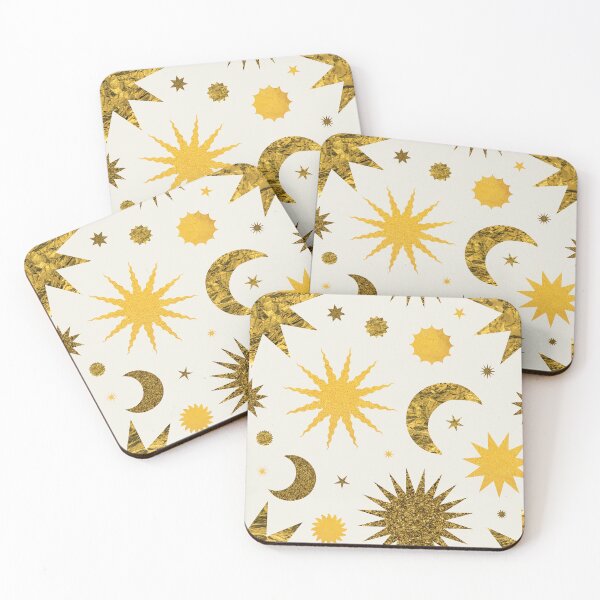 Item preview, Gold Textured Sun Moon and Stars in Cloud Cream designed and sold by YesterdayColl.