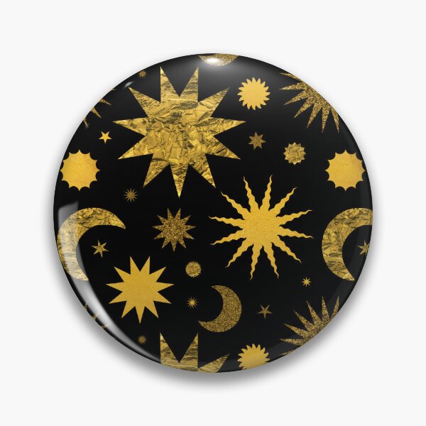 Item preview, Gold Textured Sun Moon and Stars in Black designed and sold by YesterdayColl.