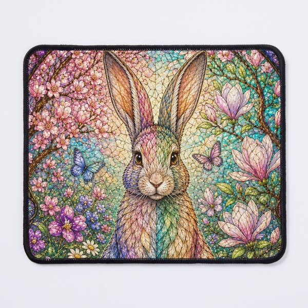 Item preview, The Spring Rabbit – Floral Messenger in Stained Glass designed and sold by Pixel Otaku Gallery.