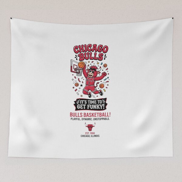 Item preview, Chicago Bulls Mascot Basketball Slam Dunk Vintage Art designed and sold by BlasiseDS.