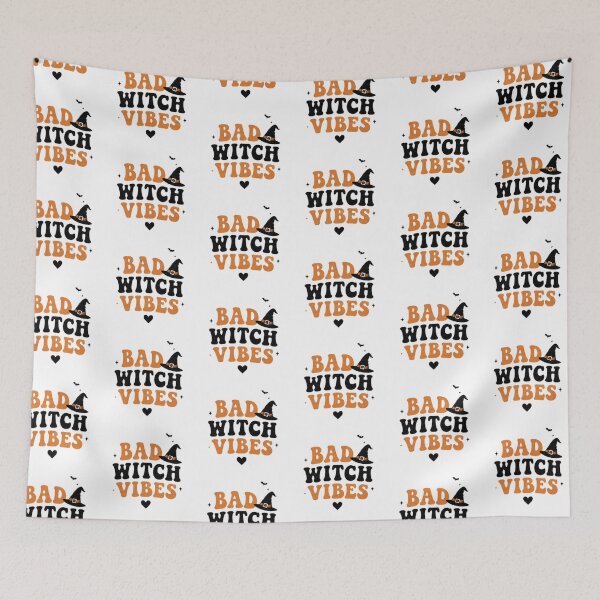 Item preview, Bad Witch Vibes Retro Halloween Design with Witch Hat and Bats designed and sold by poppet103.