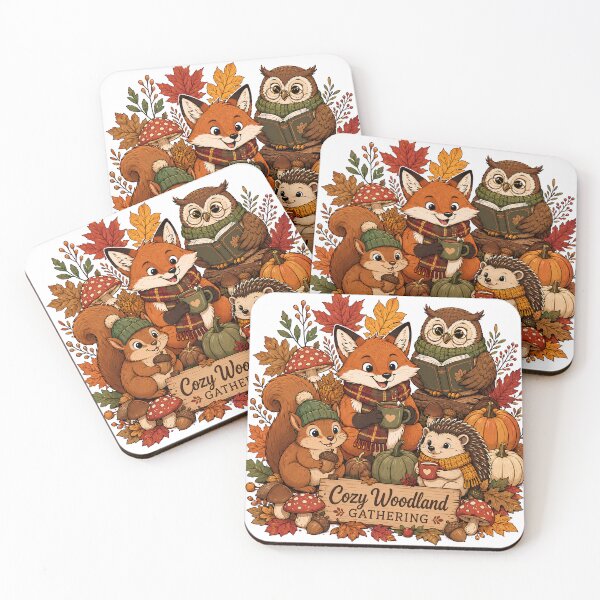 Item preview, Cozy Woodland Fall Animal Gathering Design designed and sold by Retro Rascals Co..