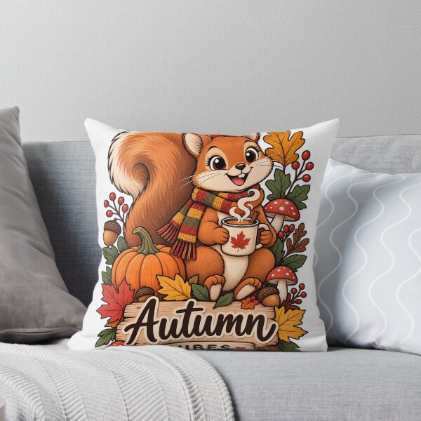 Item preview, Cute Autumn Vibes Squirrel Fall Leaves Design designed and sold by Retro Rascals Co..