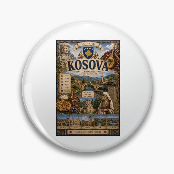 Item preview, Kosovo Travel Poster | Prizren Peja Historic Bridges Baklava & Balkan Art designed and sold by alexcorporation.