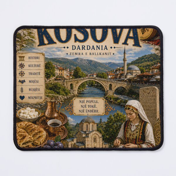 Item preview, Kosovo Travel Poster | Prizren Peja Historic Bridges Baklava & Balkan Art designed and sold by alexcorporation.