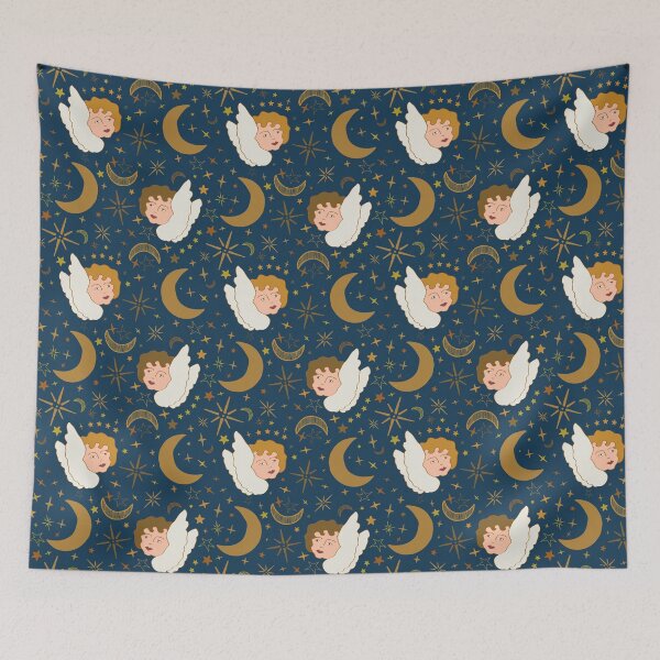 Item preview, Whimsigoth Celestial Cherubs in Poseidon Blue designed and sold by YesterdayColl.