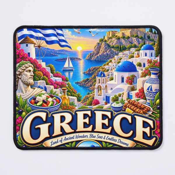 Item preview, Greece Travel Sticker | Santorini Windmill Acropolis Souvlaki & Blue Sea designed and sold by alexcorporation.