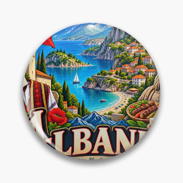 Item preview, Albania Travel Sticker | Double Headed Eagle Skanderbeg Riviera & Folk Art designed and sold by alexcorporation.