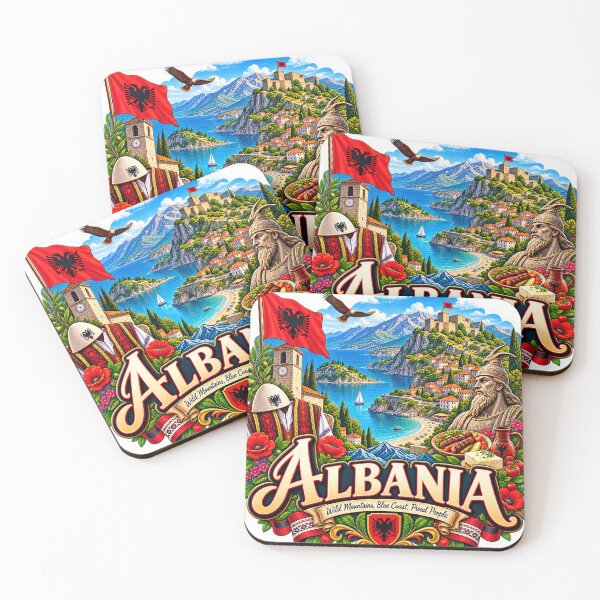 Item preview, Albania Travel Sticker | Double Headed Eagle Skanderbeg Riviera & Folk Art designed and sold by alexcorporation.