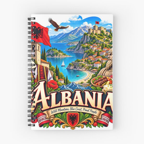 Item preview, Albania Travel Sticker | Double Headed Eagle Skanderbeg Riviera & Folk Art designed and sold by alexcorporation.