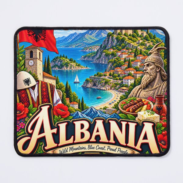 Item preview, Albania Travel Sticker | Double Headed Eagle Skanderbeg Riviera & Folk Art designed and sold by alexcorporation.