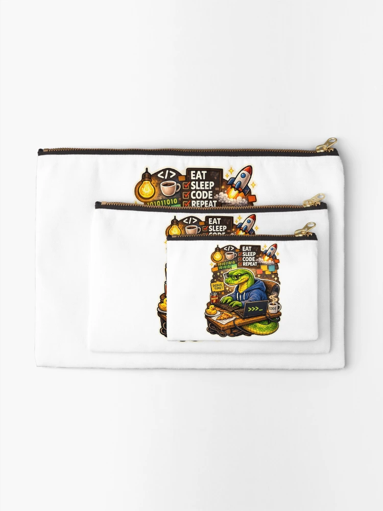 Thumbnail 2 of 4, Zipper Pouch, Python Developer Debug Time designed and sold by aistrokeofart.