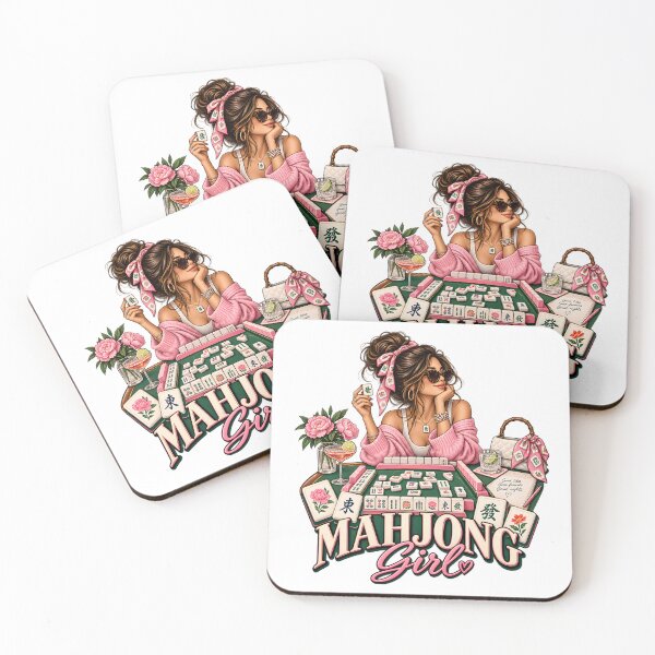 Item preview, Mahjong Girl Pink Mahjong Night designed and sold by CreativeMindsetLab.