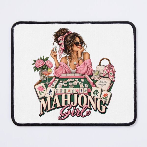 Item preview, Mahjong Girl Pink Mahjong Night designed and sold by CreativeMindsetLab.