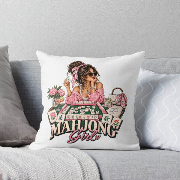 Item preview, Mahjong Girl Pink Mahjong Night designed and sold by CreativeMindsetLab.