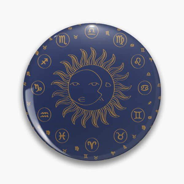 Item preview, Celestial Sun Astrology Carving in Navy Blue and Gold designed and sold by YesterdayColl.