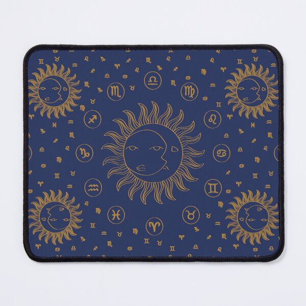 Item preview, Celestial Sun Astrology Carving in Navy Blue and Gold designed and sold by YesterdayColl.