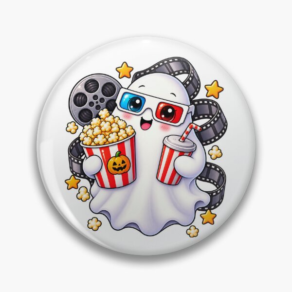 Item preview, Cute Movie Night Ghost with Popcorn & 3D Glasses designed and sold by The Cutting Room.