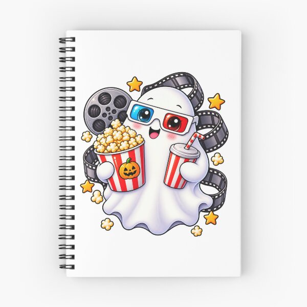 Item preview, Cute Movie Night Ghost with Popcorn & 3D Glasses designed and sold by The Cutting Room.