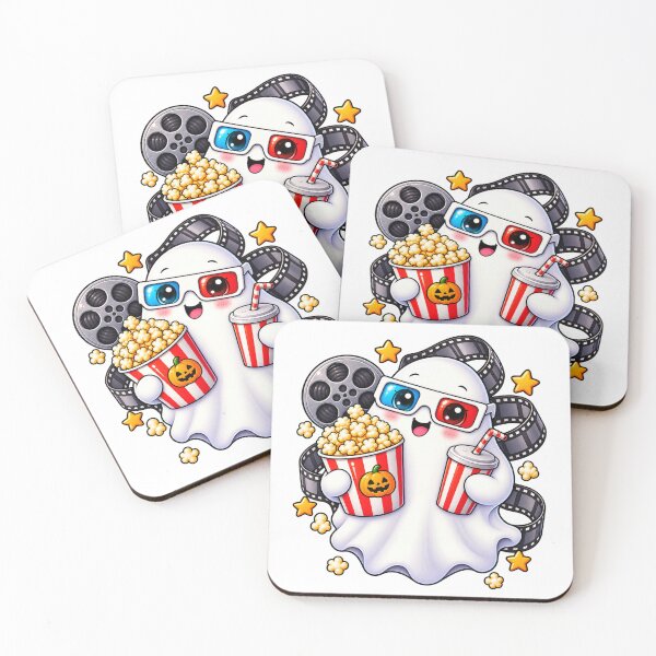 Item preview, Cute Movie Night Ghost with Popcorn & 3D Glasses designed and sold by The Cutting Room.
