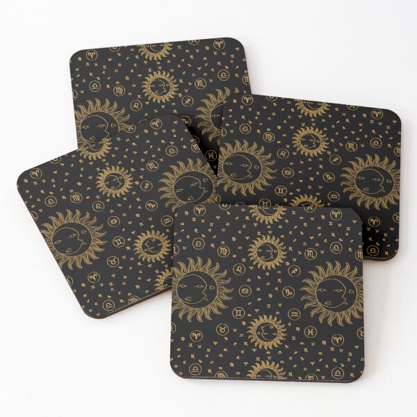 Item preview, Celestial Sun Astrology Carving in Black and Gold designed and sold by YesterdayColl.
