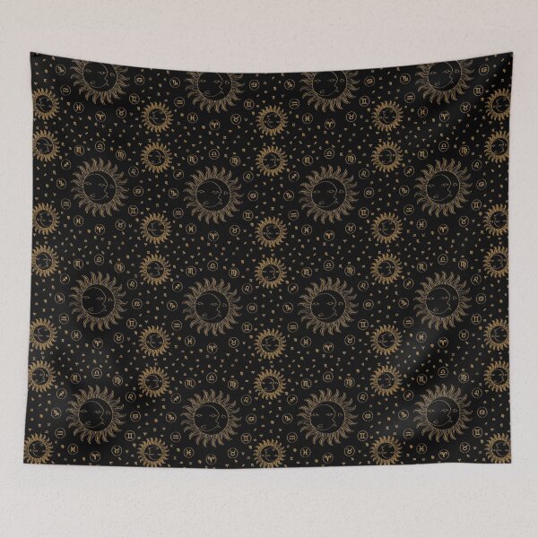Item preview, Celestial Sun Astrology Carving in Black and Gold designed and sold by YesterdayColl.