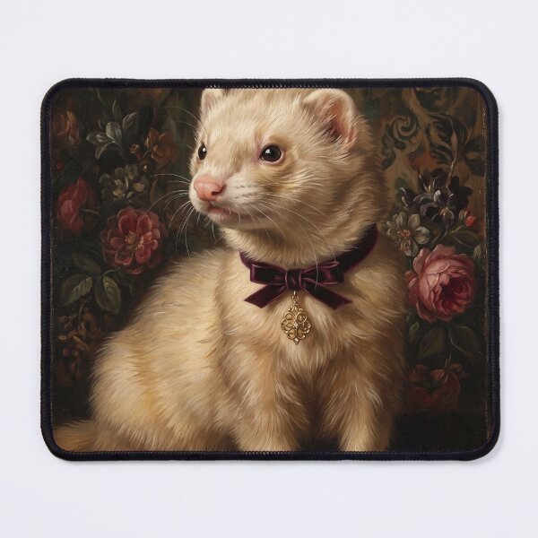 Item preview, Charming ferret with velvet bow charm designed and sold by Real Beast Art.