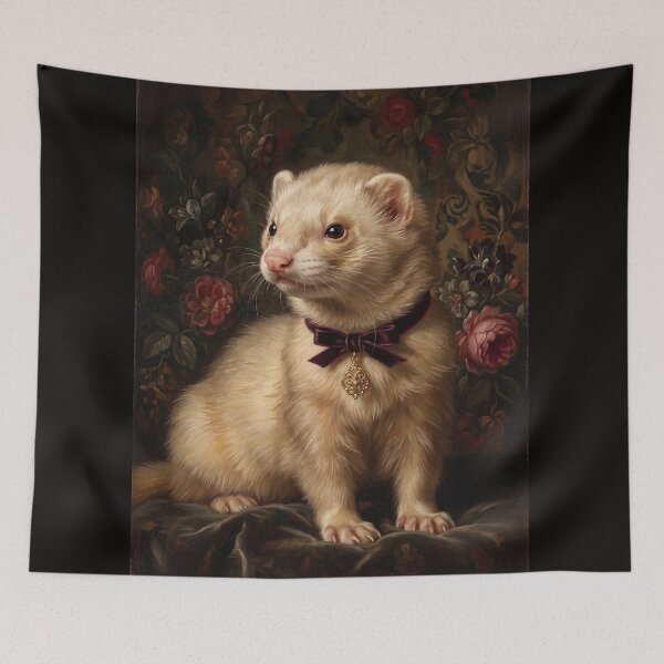 Item preview, Charming ferret with velvet bow charm designed and sold by Real Beast Art.