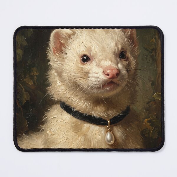 Item preview, Regal Ferret with Teardrop Pearl Pendant designed and sold by Real Beast Art.