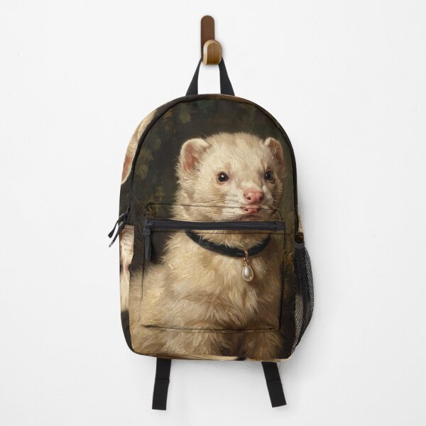 Item preview, Regal Ferret with Teardrop Pearl Pendant designed and sold by Real Beast Art.