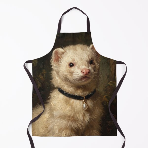 Item preview, Regal Ferret with Teardrop Pearl Pendant designed and sold by Real Beast Art.