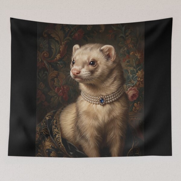 Item preview, Noble Ferret with Sapphire Pearl Choker designed and sold by Real Beast Art.