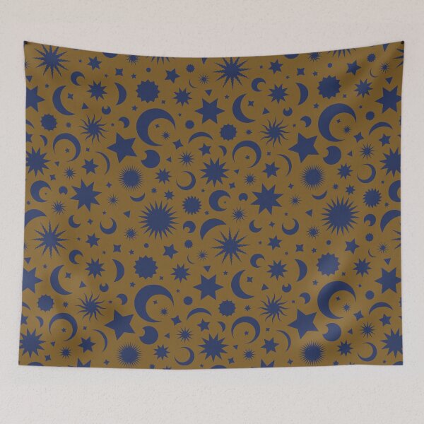 Item preview, Whimsigoth Celestial Sky in Antique Gold and Navy Ink designed and sold by YesterdayColl.
