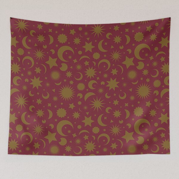 Item preview, Whimsigoth Celestial Sky in Oxblood and Antique Gold designed and sold by YesterdayColl.