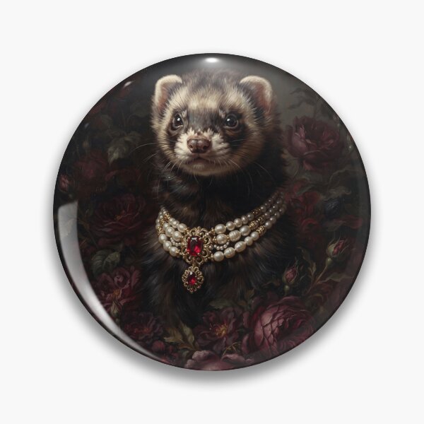 Item preview, Regal Ferret with Red Gem Necklace designed and sold by Real Beast Art.