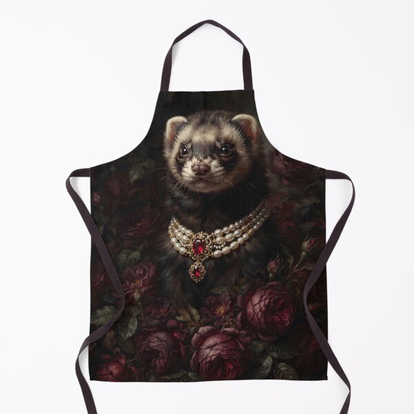 Item preview, Regal Ferret with Red Gem Necklace designed and sold by Real Beast Art.