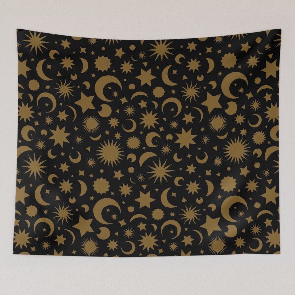 Item preview, Whimsigoth Celestial Sky in Black and Gold designed and sold by YesterdayColl.